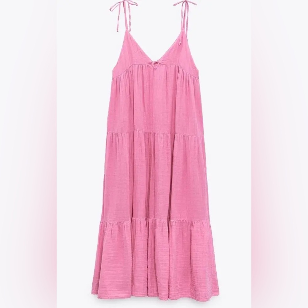 🎀 Zara 🎀 Pink Sleeveless Maxi Dress. Size M - Picture 1 of 11